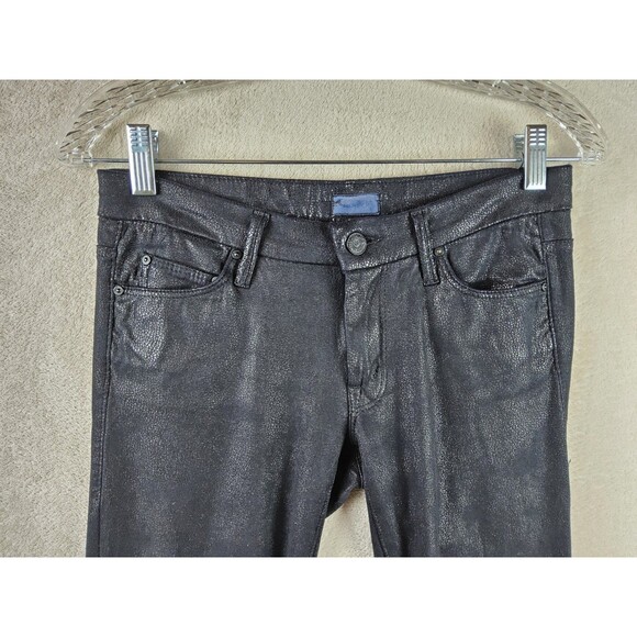 Mother The Looker Crackle Black Faux Leather Look Jeans Size 26 - Picture 3 of 5